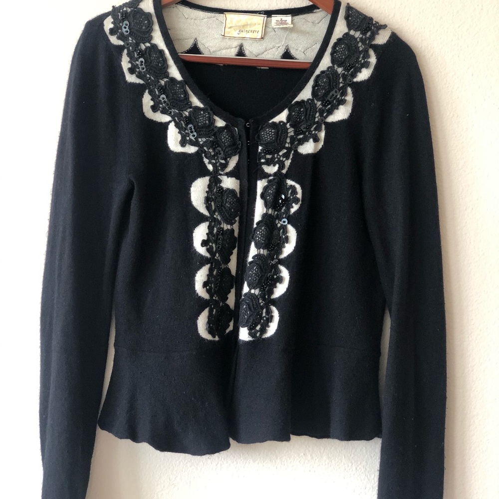 Anthropologie Guinevere Cashmere Lace Cadigan